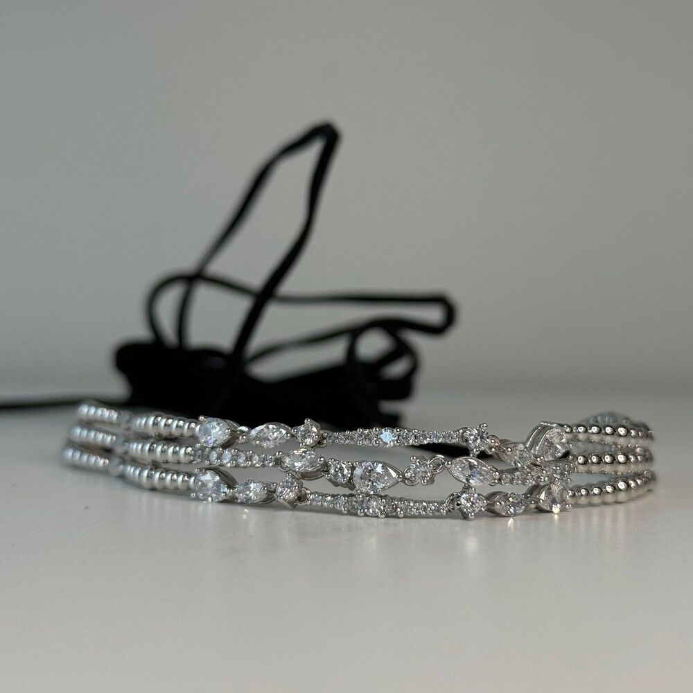 ADORNMONDE Silver Crystal Choker Necklace - NWOT